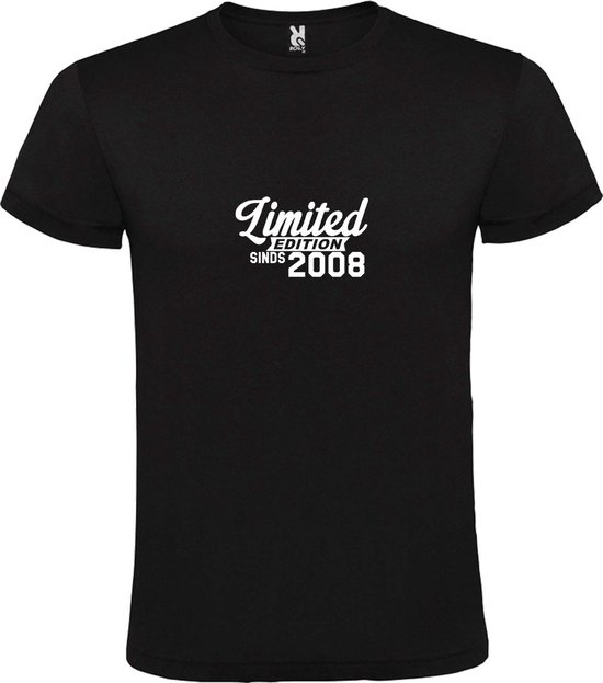 Zwart T-Shirt met “Limited sinds 2008 “ Afbeelding Wit Size XXXXL