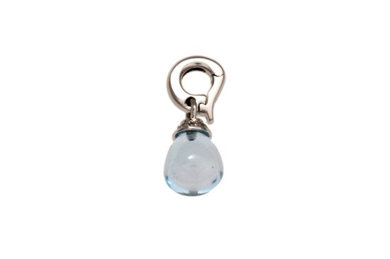 Witgouden hanger - 14 karaat - blauwe topaas - diamant - uitverkoop Juwelier Verlinden St. Hubert - van €505,- voor €409,-