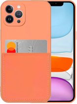 Smartphonica iPhone 11 Pro siliconen hoesje met pashouder en zachte binnenkant - Oranje / Back Cover geschikt voor Apple iPhone 11 Pro