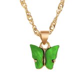 Kinder ketting - vlinder - goudkleurig - groen - cadeau voor meisje - Liefs Jade