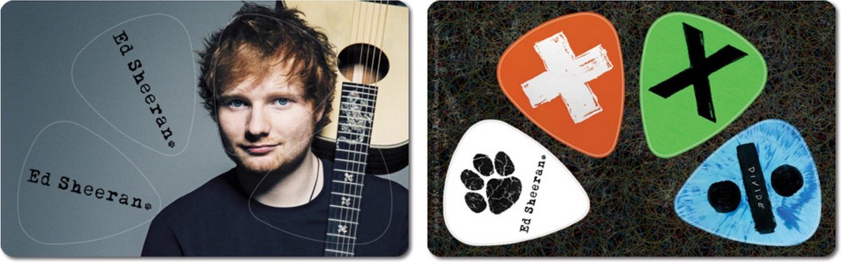 Ed Sheeran Pikcard met 4 plectrums