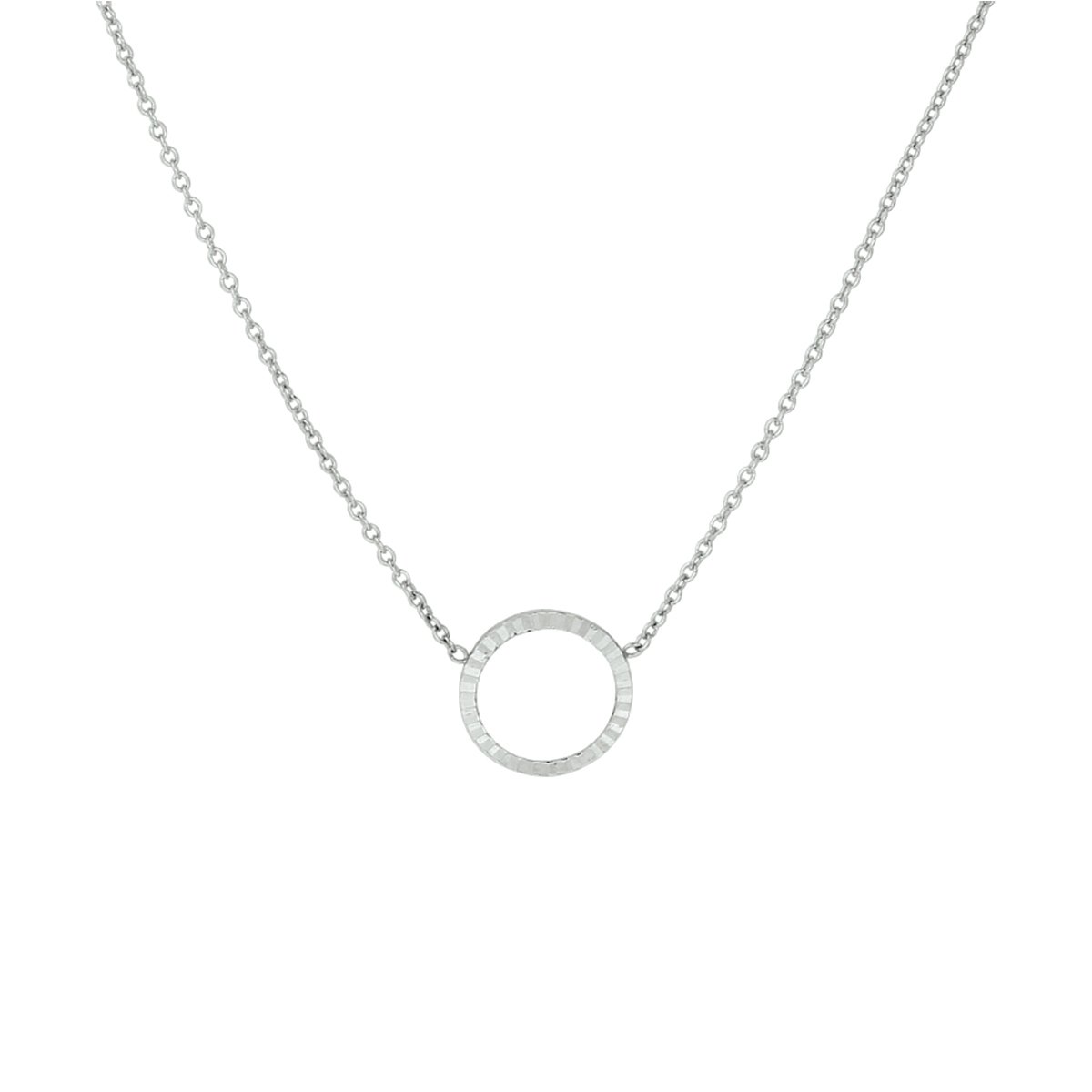 Gerhodineerd zilveren ketting met open rondje hanger