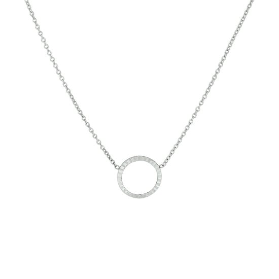 Gerhodineerd zilveren ketting met open rondje hanger
