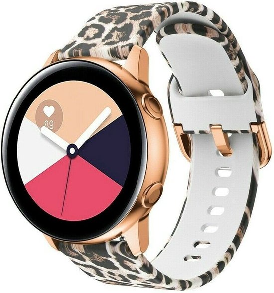 Strap-it Smartwatch bandje 20mm - siliconen bandje Leopard / Luipaard print geschikt voor Samsung Galaxy Watch 3 41mm / Galaxy Watch 42mm / Galaxy Watch Active & Active2 40 & 44mm / Galaxy Watch 4 / 4 Classic / Watch 5 / 5 Pro / Watch 6 / 6 Classic