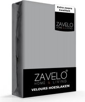 Zavelo Hoeslaken Velours Grijs - Fluweel Zacht - 30 cm Hoekhoogte - Rondom Elastiek - Velvet - Extra Breed 190/200x200/220 cm