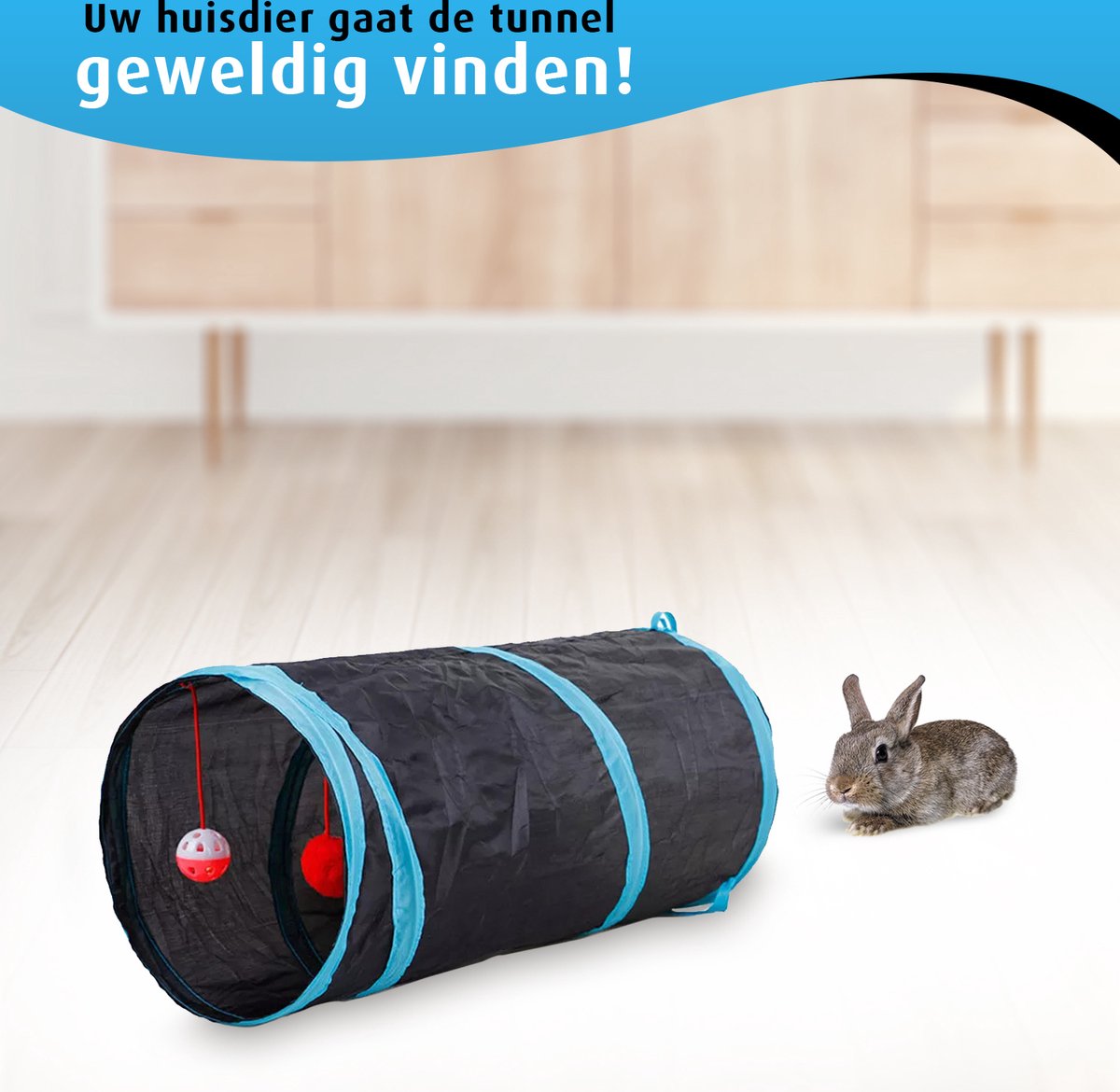 Kattentunnel - Rechtdoor - Konijnentunnel - Speeltunnel - Kattenspeelgoed - Kattenspeeltjes - Kruiptunnel — afbeelding 2