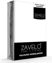 Zavelo Hoeslaken Velours Wit - Fluweel Zacht - 30 cm Hoekhoogte - Rondom Elastiek - Velvet - Lits-jumeaux 160/180x200/220 cm