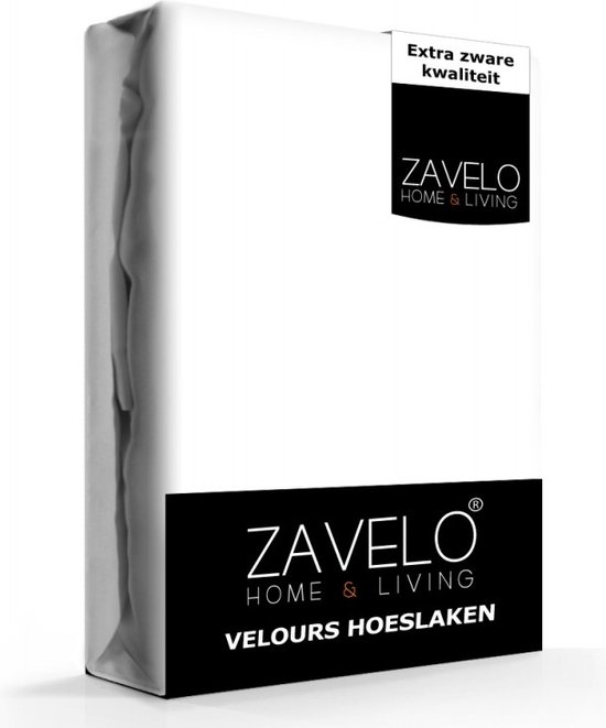 Zavelo Hoeslaken Velours Wit - Fluweel Zacht - 30 cm Hoekhoogte - Rondom Elastiek - Velvet - Lits-jumeaux 160/180x200/220 cm