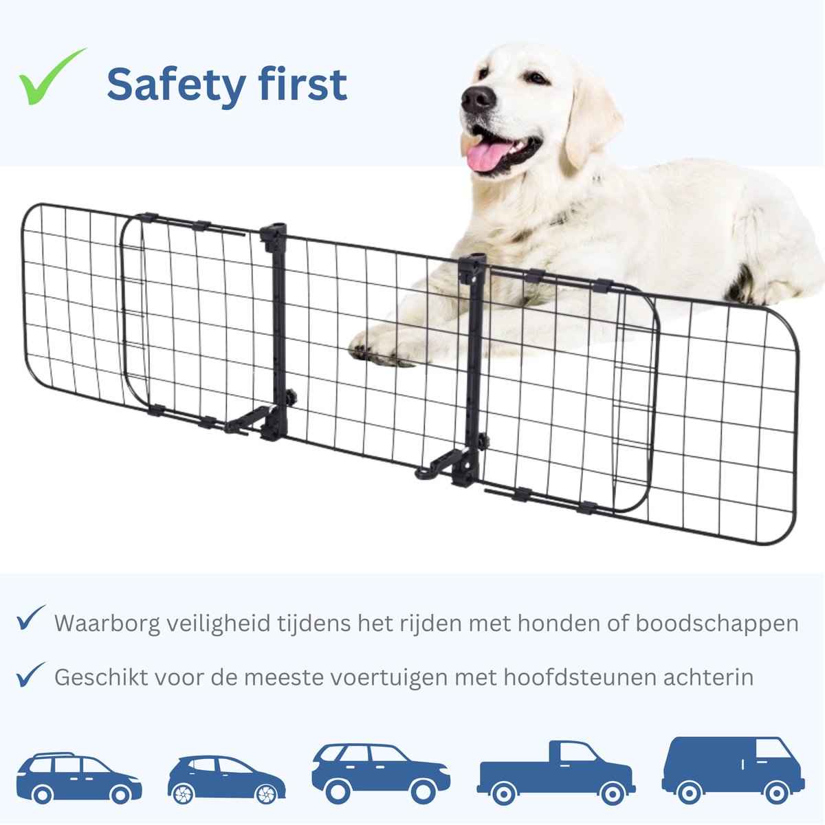 Grille pour chien - Universel - Porte-voiture - Porte-bagages - Modèle bar  - LxH