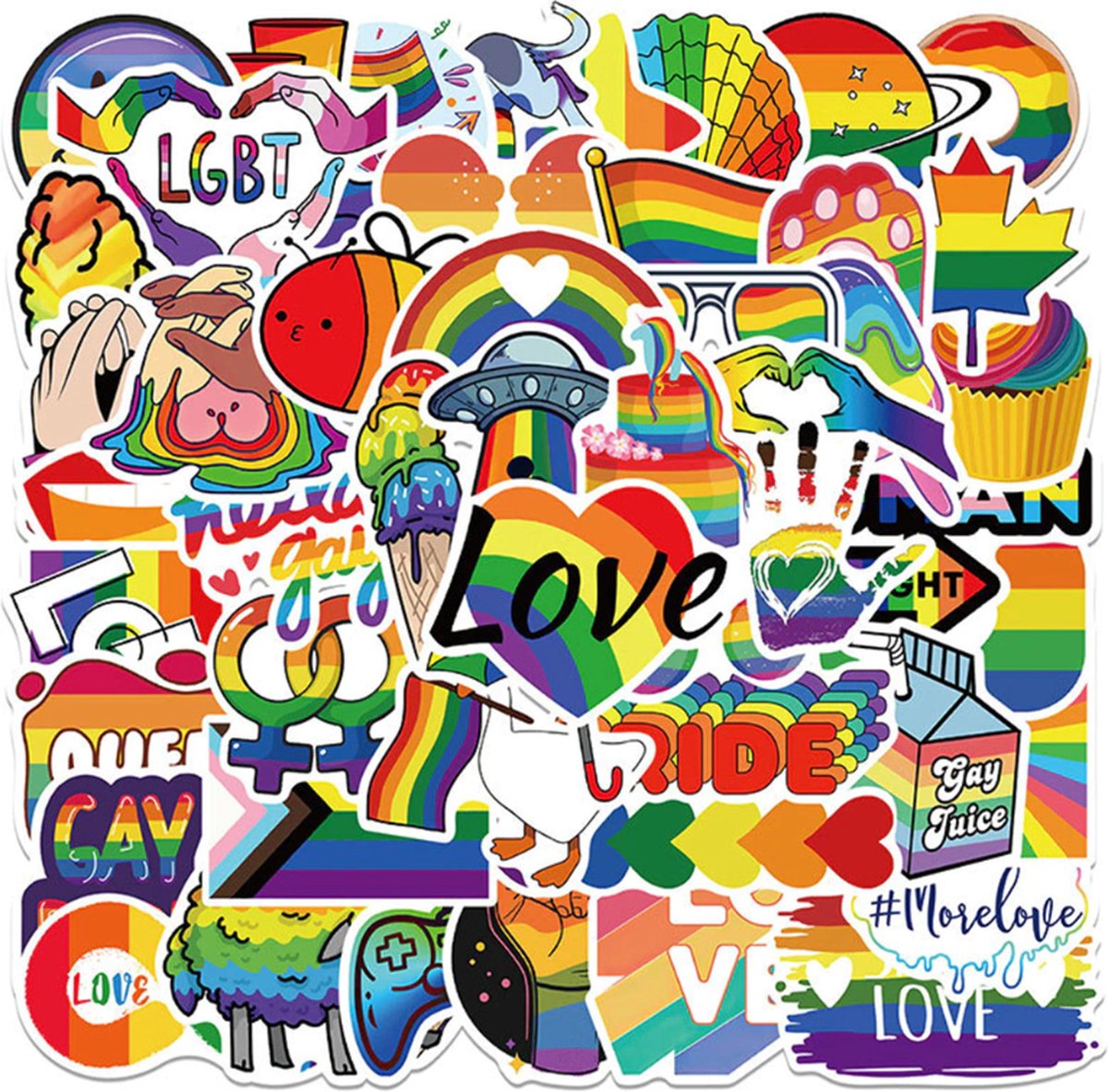Daily Essentialz Gay Stickers - Regenboog Stickers - LGBTQ - Pride - Regenboog Vlag - Gay Pride - Pride Pin - Regenboog - Stickers Volwassenen - Skate stickers - Skateboard Stickers - 50 stuks — afbeelding 2