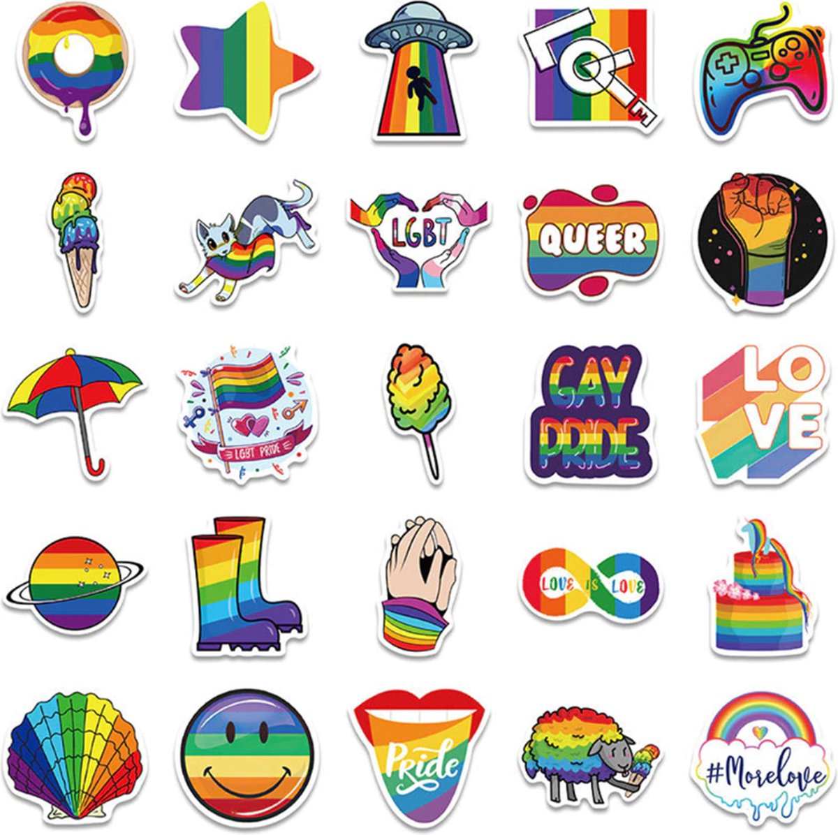 Daily Essentialz Gay Stickers - Regenboog Stickers - LGBTQ - Pride - Regenboog Vlag - Gay Pride - Pride Pin - Regenboog - Stickers Volwassenen - Skate stickers - Skateboard Stickers - 50 stuks — afbeelding 5