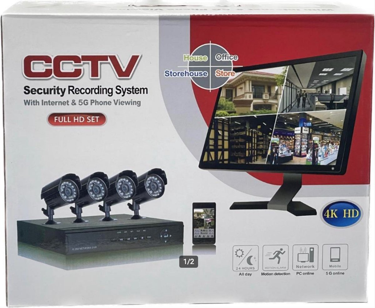 CCTV - Beveiligingscamera's - Bekabeld - Set met 4 camera's - Smartphone