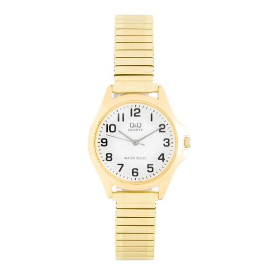 Q&Q QA07J604Y - Montre - Analogique - Femme - Femme - Bracelet Acier Extensible - Rond - Métal - Chiffres - Or - Wit - 3ATM