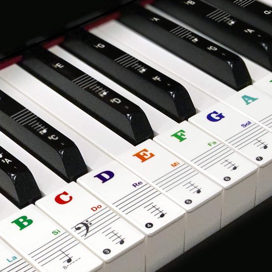 Khall Piano autocollants feuille de musique clavier PVC noir + blanc  chiffres Notes pour enfants débutants, Piano clavier autocollants, clavier  autocollants 