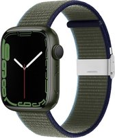 By Qubix Nylon bandje met klemsluiting - Groen - Geschikt voor Apple Watch 42mm - 44mm - 45mm - Ultra - 49mm - Compatible Apple watch bandje -