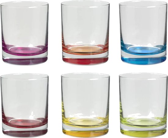 Drinkglas met gekleurde bodem - set van 6 stuks - 350cl | bol.com