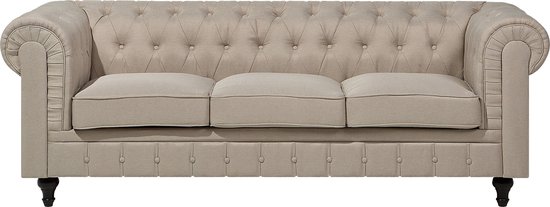 Beliani CHESTERFIELD - Canapé - Beige - Polyester