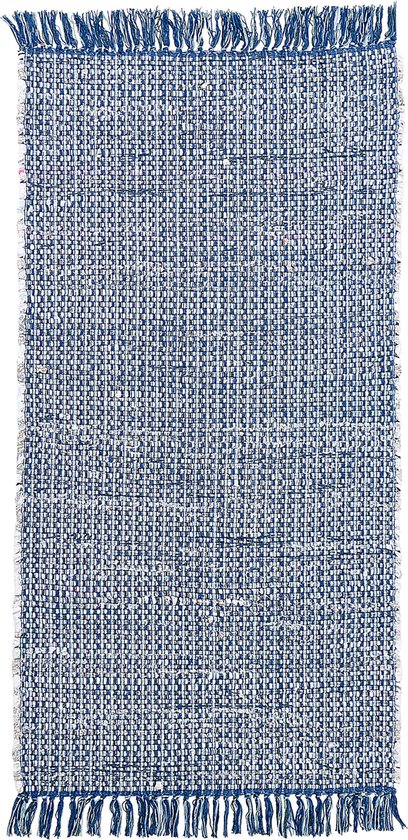 BESNI - Laagpolig vloerkleed - Blauw - 80 x 150 cm - Katoen