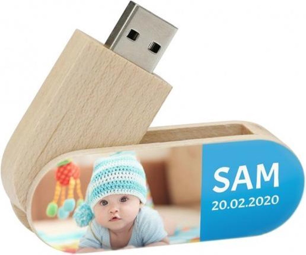 Hout twister 128gb 3.0 usb stick met foto / naam / tekst bedrukken, verjaardagscadeau ideeën, naam cadeau, naam kado, persoonlijk cadeau bruiloft, geboorte cadeau,