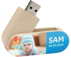 Hout twister 128gb 3.0 usb stick met foto / naam / tekst bedrukken, verjaardagscadeau ideeën, naam cadeau, naam kado, persoonlijk cadeau bruiloft, geboorte cadeau,