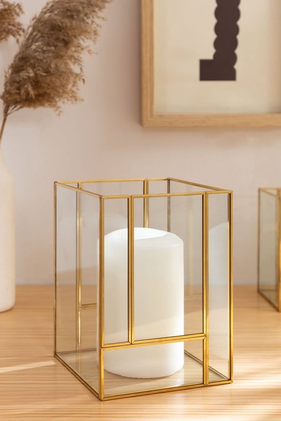 Geschenkdoos met 4 decoratieve theelichtjes en 2 glazen kaarsenhouders