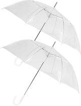 2x Transparante paraplu's met kunststof handvat 90 cm - Regenbescherming 2 stuks