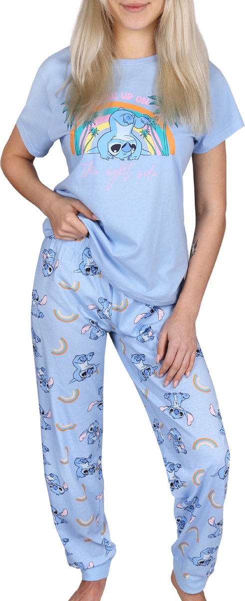 Stitch Disney - Damespyjama met korte mouwen, tweedelige katoenen nachtkleding / S