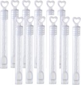 18x Bruiloft bellenblaas staafje/buisje met hart 1 x 10 cm - Bellenblazen - Trouwerij/huwelijk - Bruiloftsgasten feestartikelen