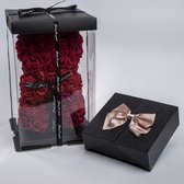 Swarovski Roze Hart Ketting en Rose Bear Dark Red - Sieradendoos - Geschenkset vrouwen - Cadeau voor vrouw - Verjaardag Cadeau vrouw - Geschenkdoos - Juwelen - Valentijn cadeautje voor haar - Giftset vrouw - Kerstcadeau - Cadeaudoos - Kado