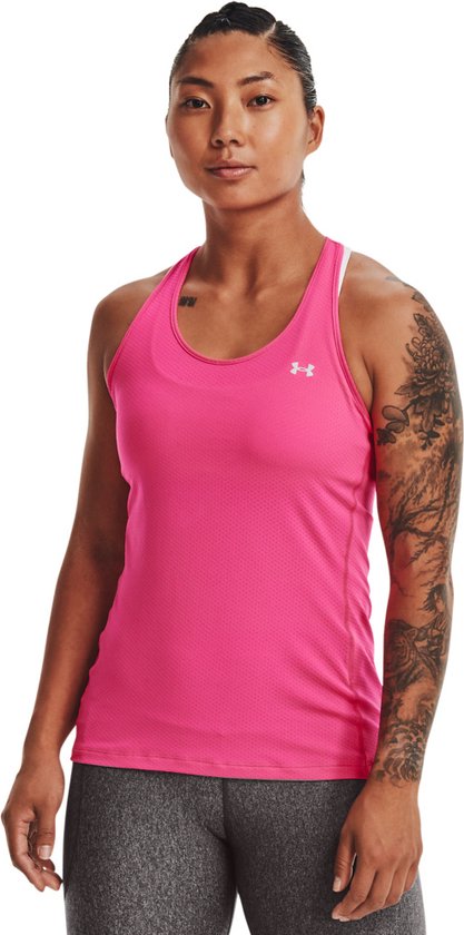 Under Armour HG Armour Racer Tank-Electro Pink / Knock Out / Metallic Silver