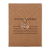 Bixorp Luck Dames Ketting met Gouden Lotus Bloem in Cirkel - "Good Karma" - 45/50cm - Cadeau voor Vrouw - Goudkleurig