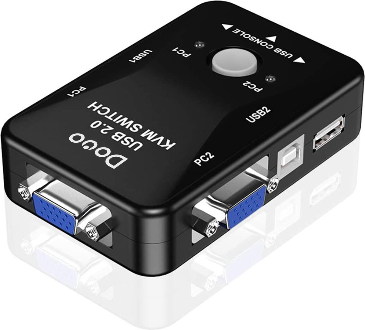 DOWO® - KVM Switch Switcher - 2-In-1-Out 2 Port Usb 2.0 - 3 Usb Poorten - Zwart