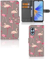 Hoesje met naam OPPO A17 Wallet Book Case Flamingo
