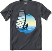 Windsurfer | Wind zeilen - Boot - Zeilboot - T-Shirt - Unisex - Mouse Grey - Maat L
