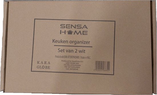 SensaHome - Organisateur de Cuisine - Organisateur de Bureau / Comptoir - Support de Cuisine / Support à Épices / Organisateur de Salle de Bain - Set de 2 - Zwart