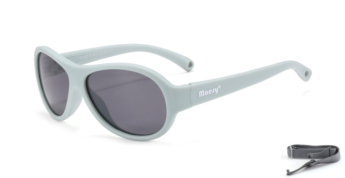 Maesy - baby zonnebril Joya - 0-2 jaar - flexibel buigbaar - verstelbaar elastiek - gepolariseerde UV400 bescherming - jongens en meisjes - babyzonnebril ovaal - licht blauw
