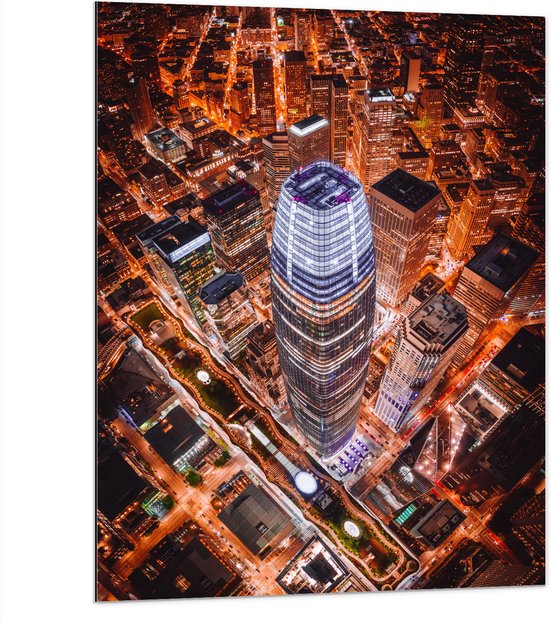 WallClassics - Dibond - La Tower Salesforce vue d'en haut - 75x100 cm Photo sur Aluminium (Décoration murale en métal)