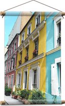 WallClassics - Affiche textile - Maisons colorées ensemble - 40x60 cm Photo sur textile