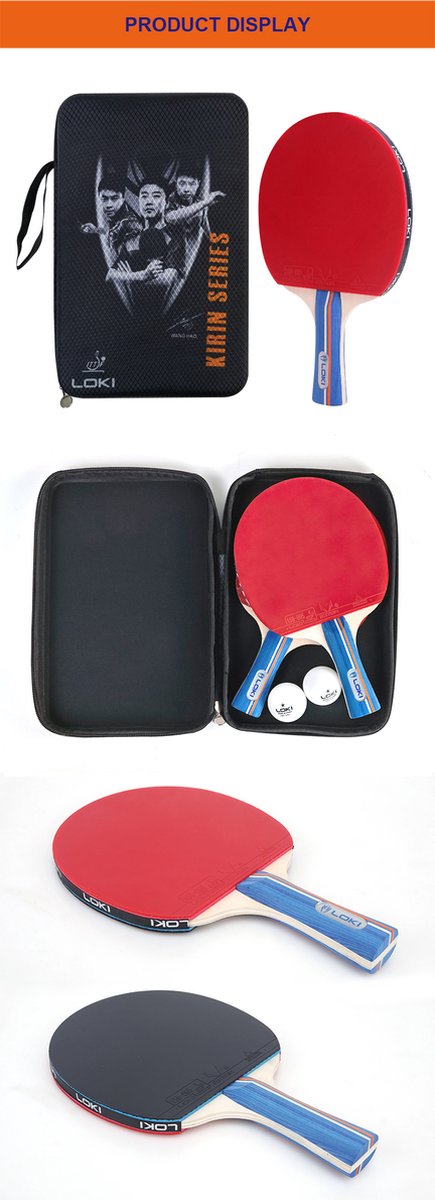 Loki - Professionele tafeltennis set - 2 Tafeltennisbatjes - 2 Balletjes - Opberghoes met rits — afbeelding 4