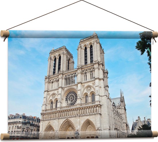 WallClassics - Textielposter - Notre-Dame Kathedraal - Parijs - 60x40 cm Foto op Textiel