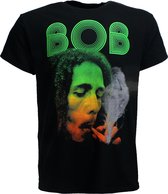 Bob Marley Smoking Da Herb T-Shirt Zwart - Merchandise Officielle