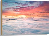 WallClassics - Hout - Zonsopkomst boven de Wolken - 80x60 cm - 9 mm dik - Foto op Hout (Met Ophangsysteem)