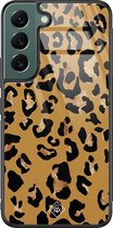 Casimoda® hoesje - Geschikt voor Samsung Galaxy S22+ - Jungle Wildcat - Luxe Hard Case Zwart - Backcover telefoonhoesje - Goudkleurig