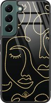 Casimoda® hoesje - Geschikt voor Samsung Galaxy S22+ - Abstract Faces - Luxe Hard Case Zwart - Backcover telefoonhoesje - Zwart