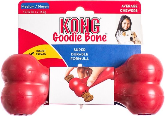 Kong Goodie Bone Medium 1 Pc - Jouet à Mâcher - 178 mm x 153 mm x 51 mm - Rouge