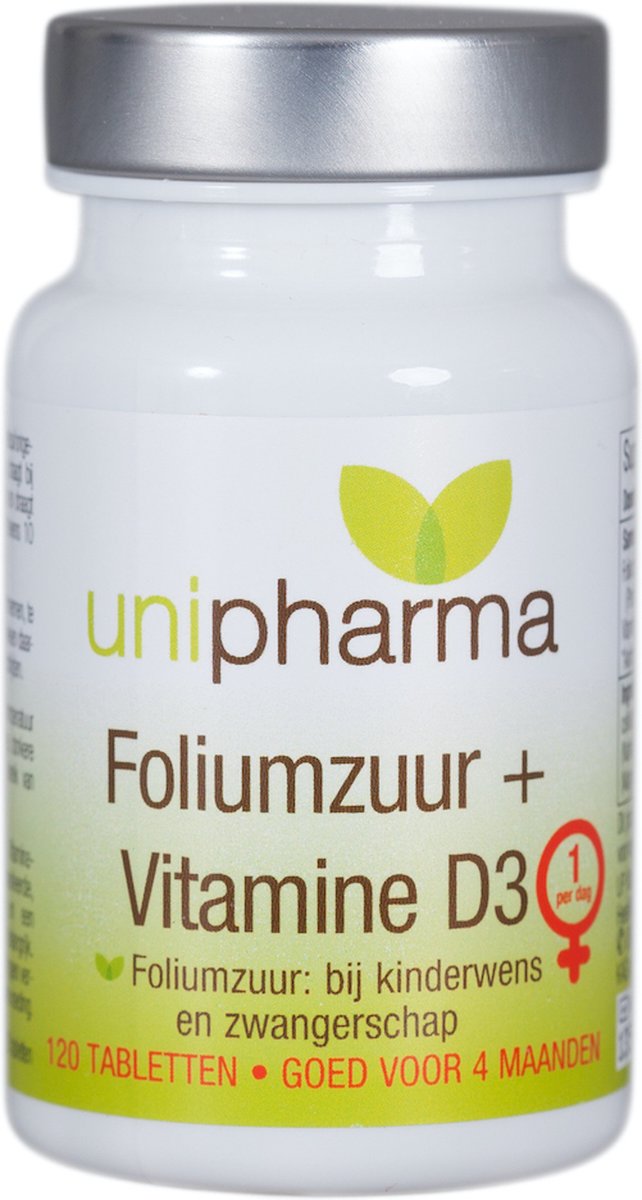 Unipharma Foliumzuur + Vitamine D3 Tabletten 120st