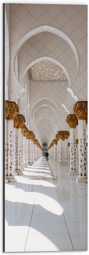 WallClassics - Dibond - Mooie Hal van Sjeik Zayed-Moskee - Abu Dhabi - 20x60 cm Foto op Aluminium (Wanddecoratie van metaal)