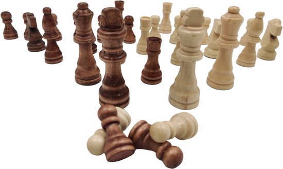 Thumbnail van een extra afbeelding van het spel Groot opklapbaar schaakbord - kleur zwart/wit - maat XL - met houten schaakstukken