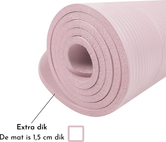 Springos Yoga Mat | Fitnessmat | Premium Kwaliteit | Anti Slip | Extra Dik (15 mm) | 61 x 183 x 1.5 cm | Roze van Springos — afbeelding 4