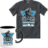 Mountain Bike | Mountain Bike - Fiets - Bicycle - T-Shirt met mok - Unisex - Mouse Grey - Maat XXL